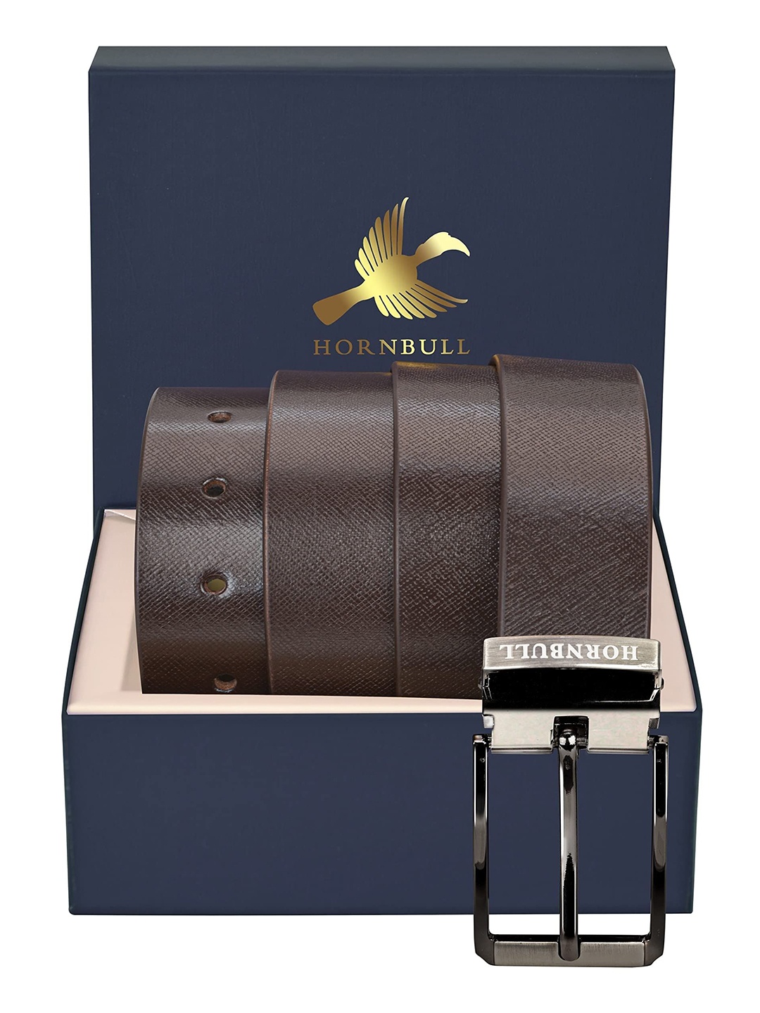 

Hornbull Men Leather Pull and Twist Formal Belt, Brown