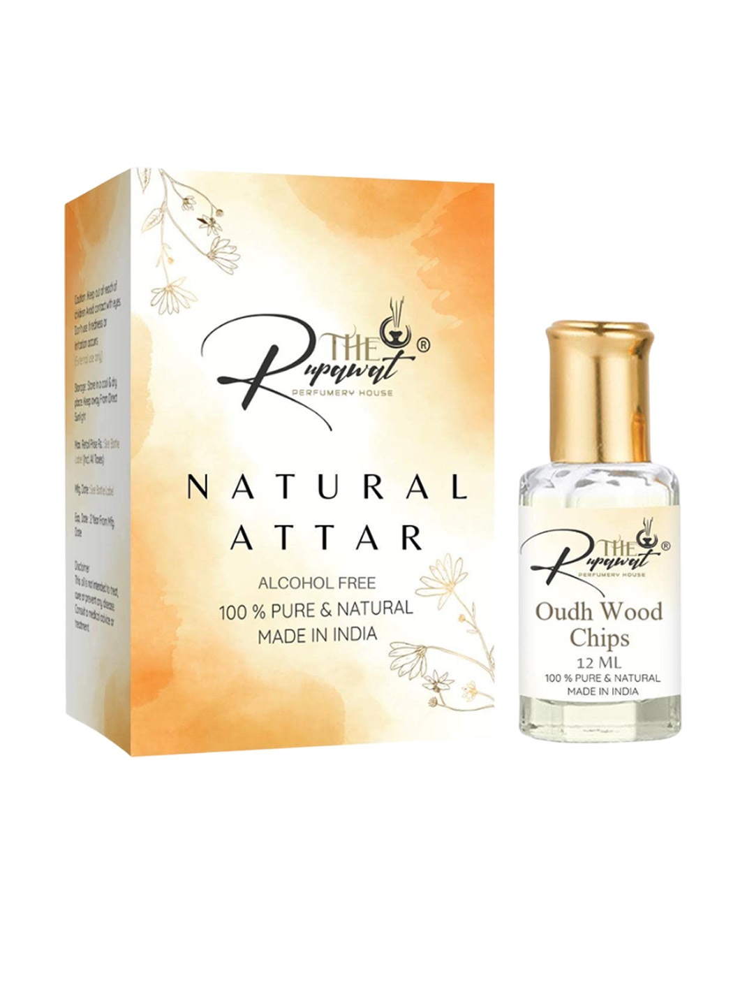 

THE RUPAWAT Perfumery House Oudh Wood Chips Natural & Alcohol-Free Attar - 12 ml, Transparent