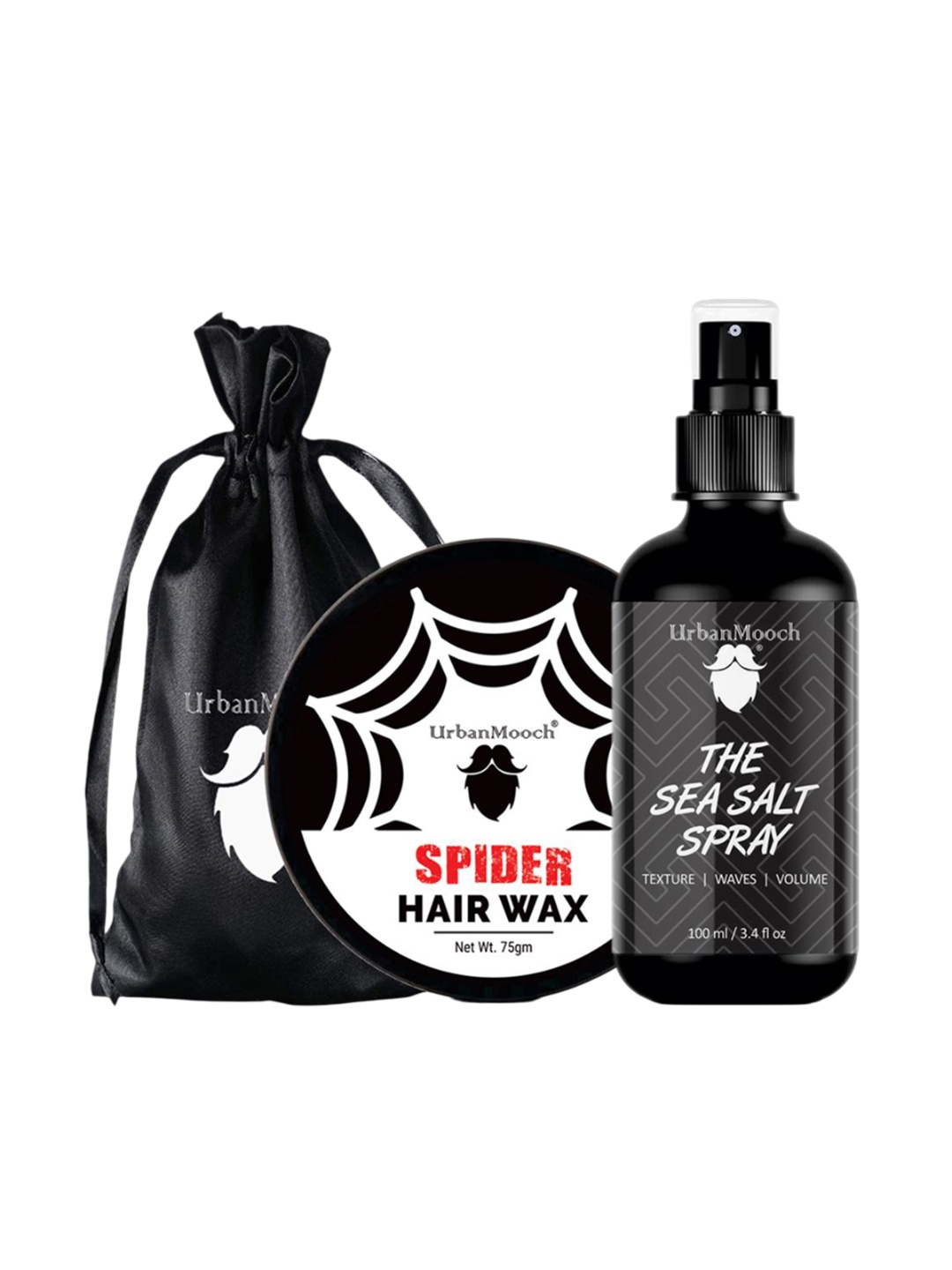 

UrbanMooch Set Of 2 The Sea Salt Spray 100 ml With Spider Hair Wax 75g, Black