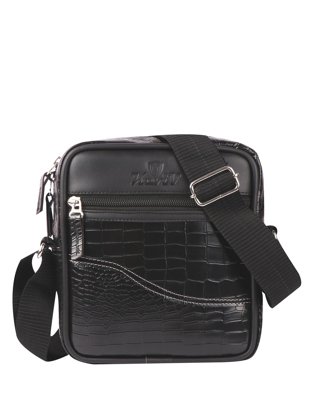 

Keviv Men Textured Messenger Bag, Black