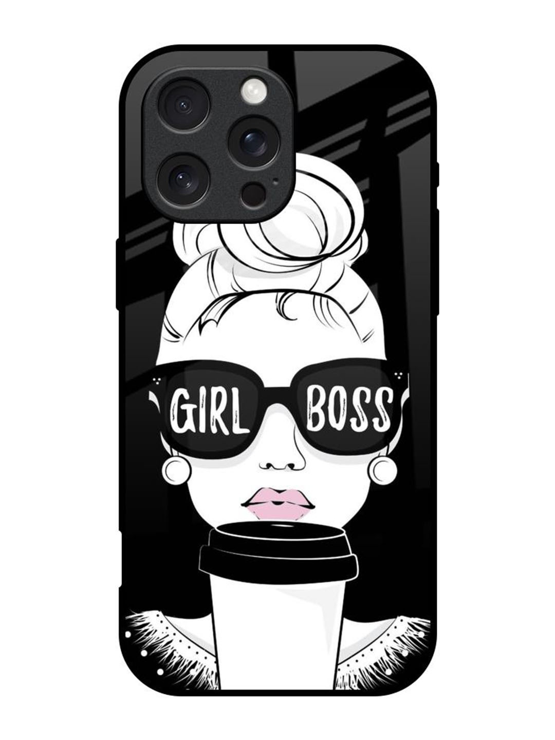 

QRIOH Quirky Printed iPhone 16 Pro Back Case Mobile Accessories, Black