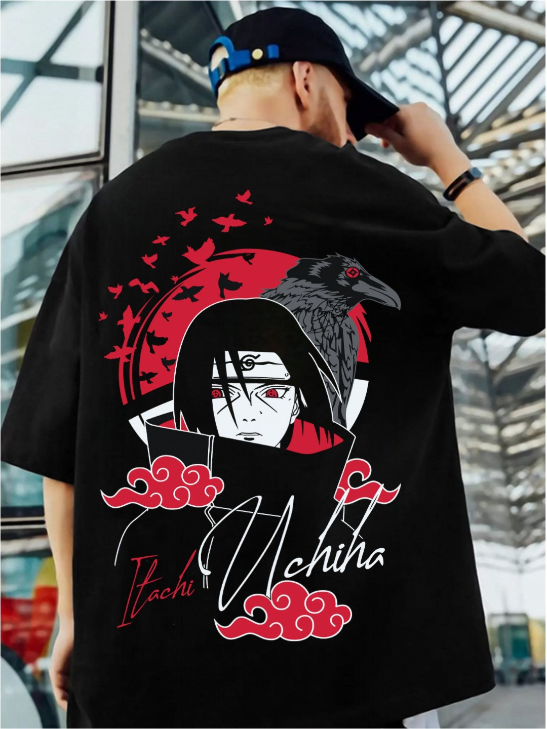 

ZEN1 FASHION Men Abzorb Graphic Printed Round Neck Cotton Oversized T-shirt, Black