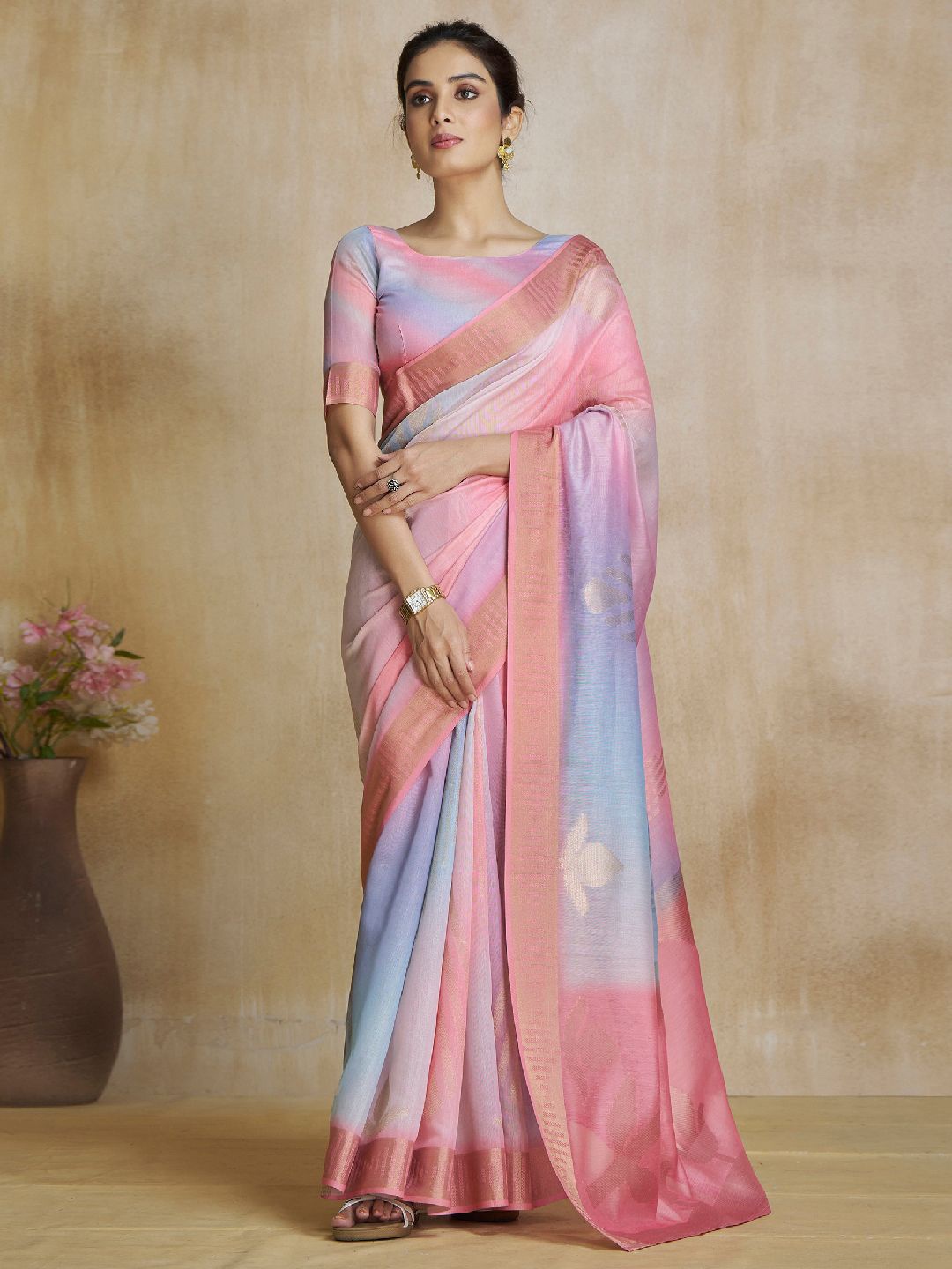 

LeeliPeeri Designer Woven Design Zari Saree, Pink