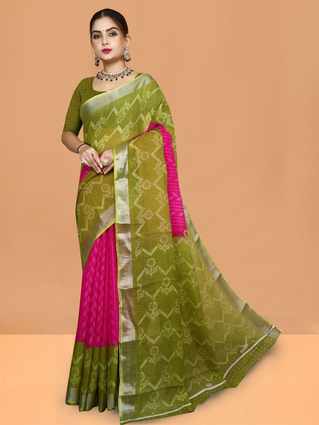 

Abhilasha Pure Cotton Maheshwari Saree, Green