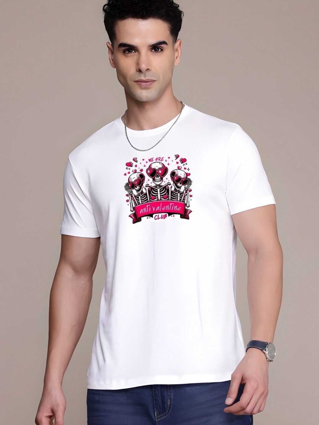 

SZN Men Graphic Printed Round Neck Cotton T-shirt, White