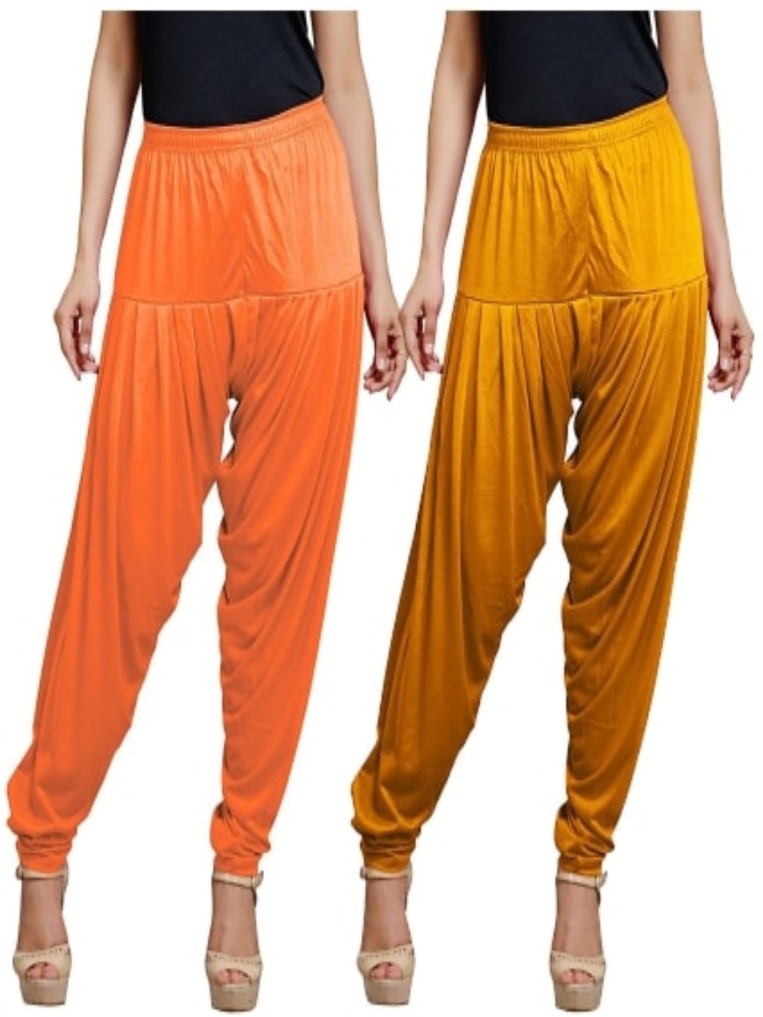 

AFRA GARMENTS Women Pack Of 2 Loose Fit Mid Rise Patiala, Orange