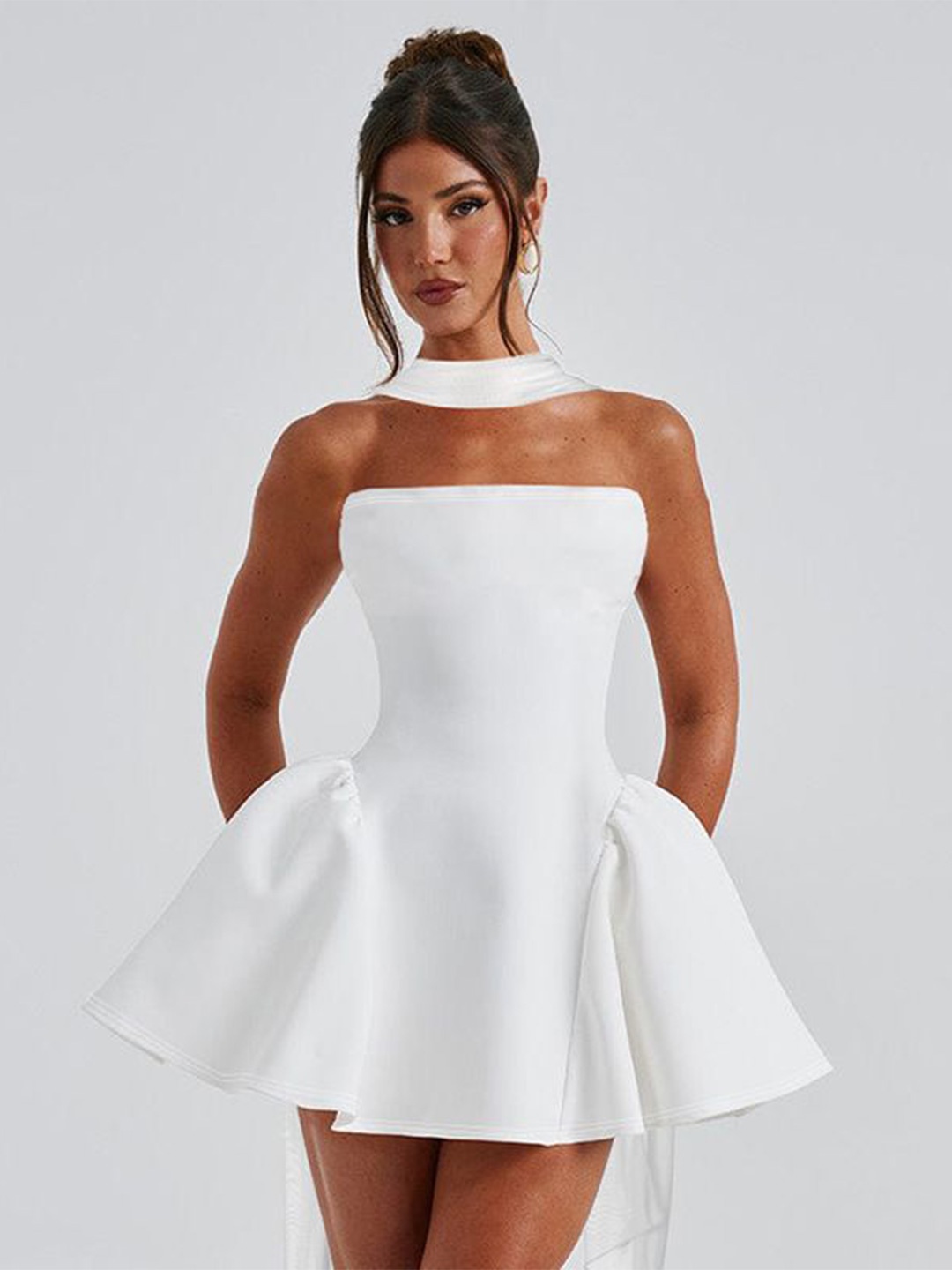 

MIAKEE Skylene Strapless Fit & Flare Mini Dress, White