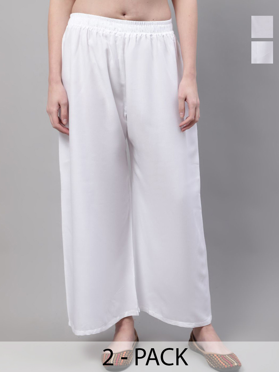 

Valles365 by S.C. Women Pack Of 2 Flared Ethnic Palazzos, White