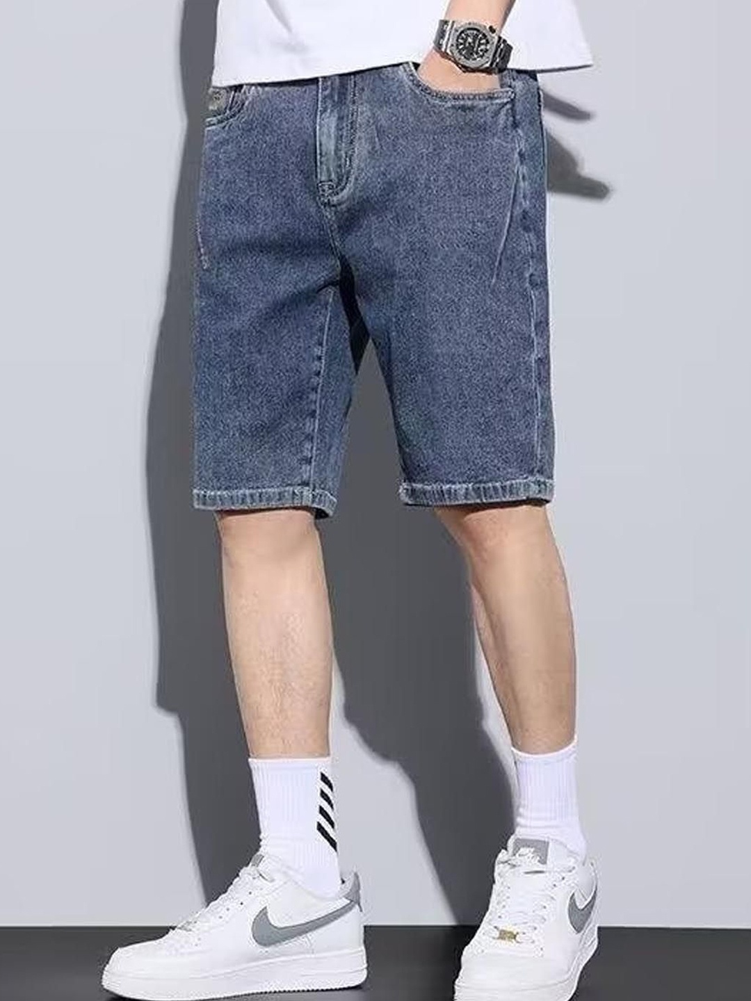 

StyleCast Men Mid-Rise Denim Shorts, Blue
