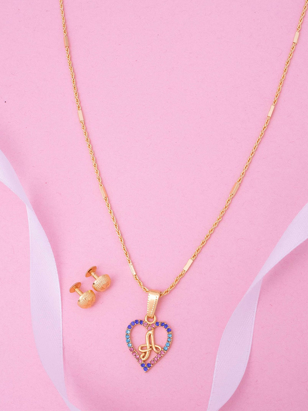 

Ramdev Art Fashion Jwellery Gold-Plated Stone Studded Alphabet A Jewellery Set