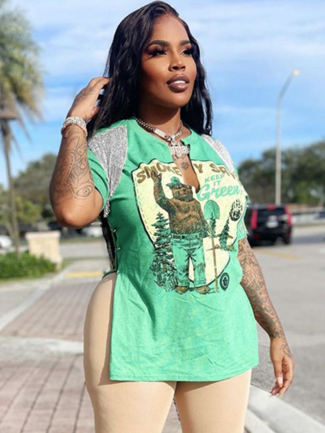 

StyleCast Women Typography Printed Round Neck T-shirt, Sea green