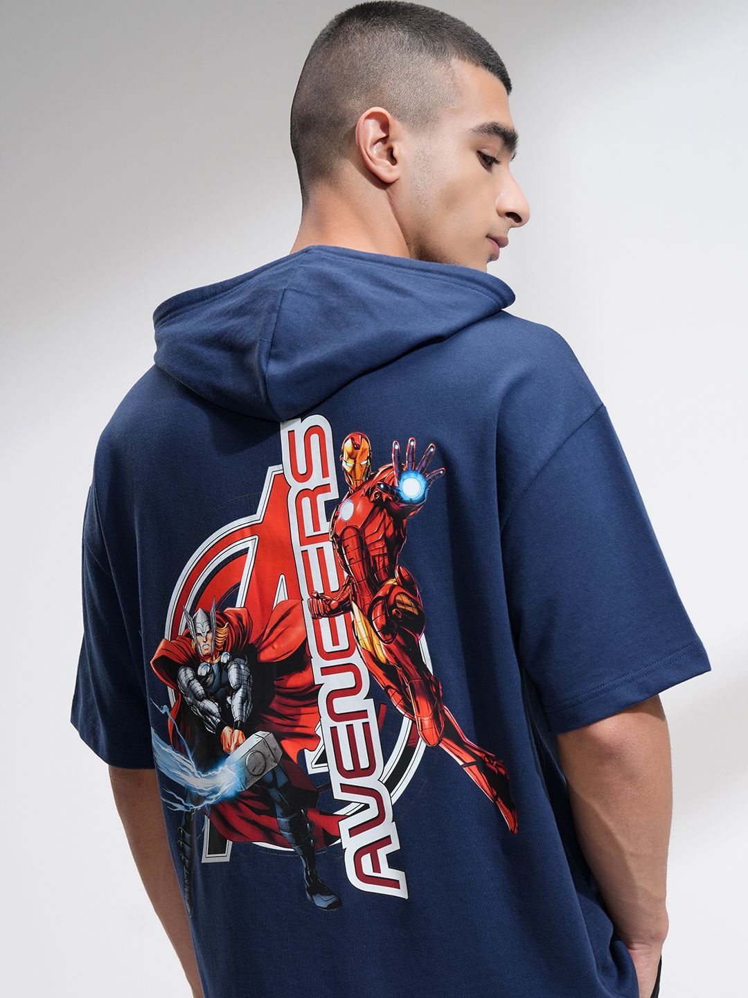 

HIGHLANDER Avengers Men Oversized Drop Shoulder Hoody Sweatshirt, Navy blue