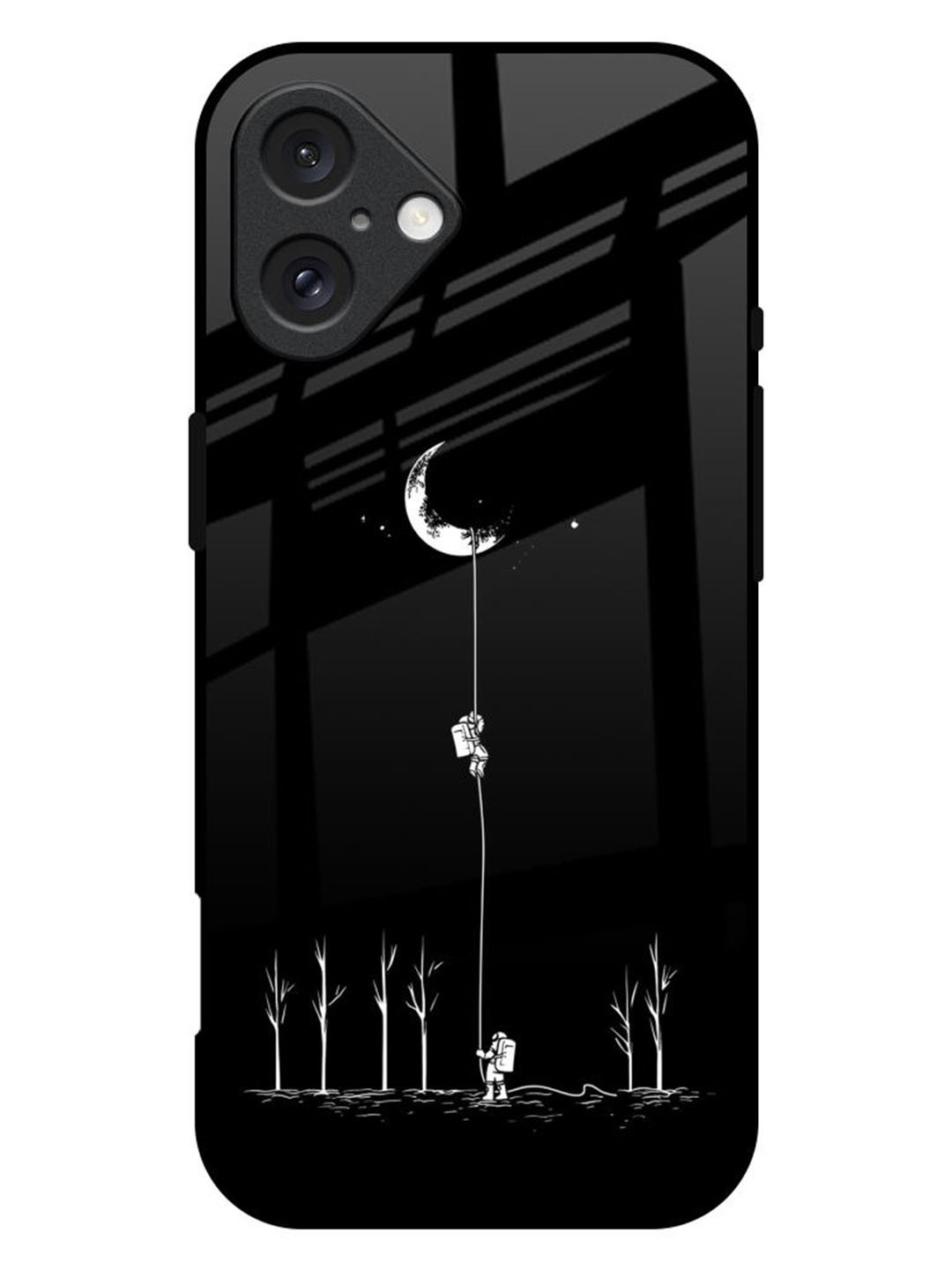 

QRIOH Catch the Moon Real Printed iPhone 16 Plus Back Case, Black