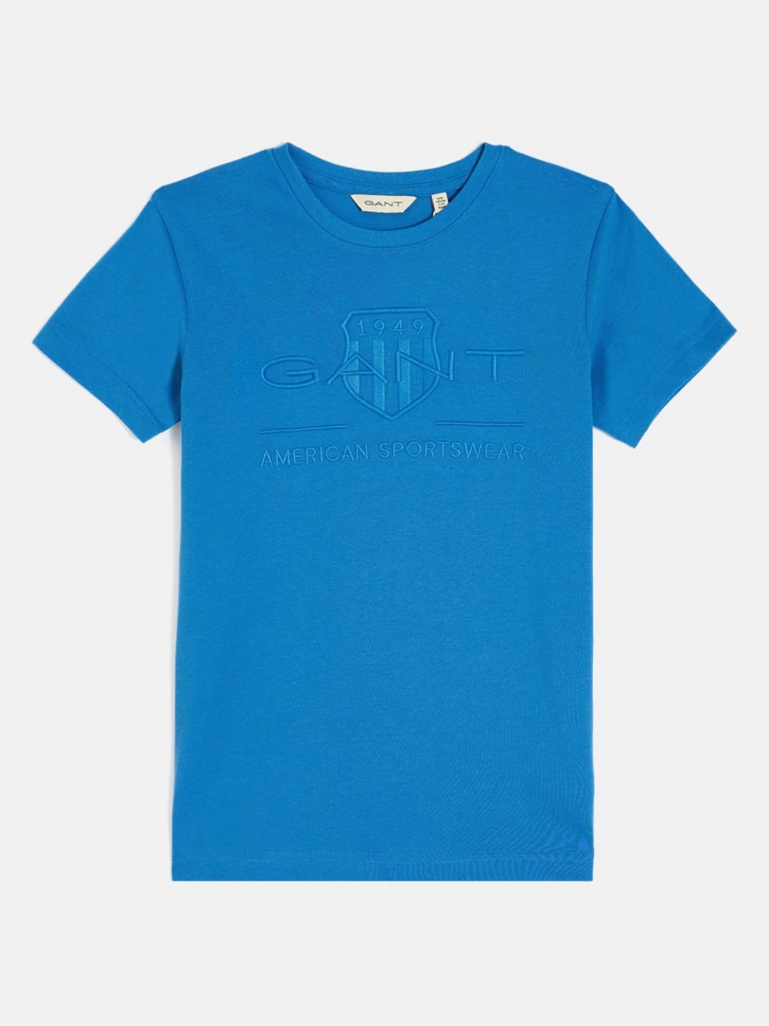 

GANT Boys Brand Logo Printed Round Neck Cotton T-shirt, Blue