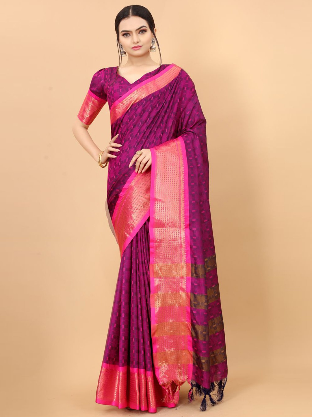 

DIVASTRI Printed Zari Saree, Pink