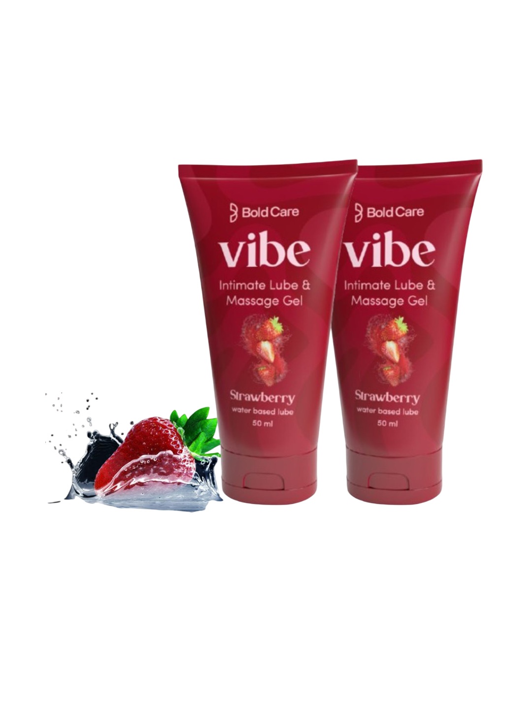 

Bold Care Set Of 2 Vibe Strawberry Lubricants- 50 ml Each, Pink