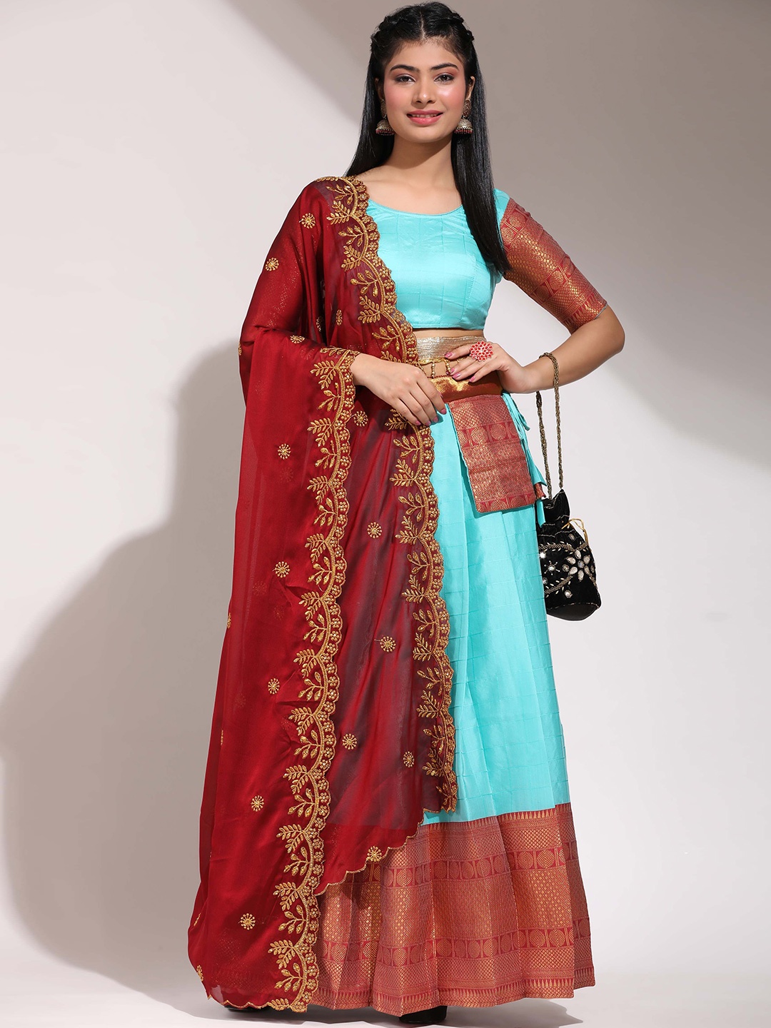 

DIVASTRI Semi-Stitched Lehenga & Unstitched Blouse With Dupatta, Blue