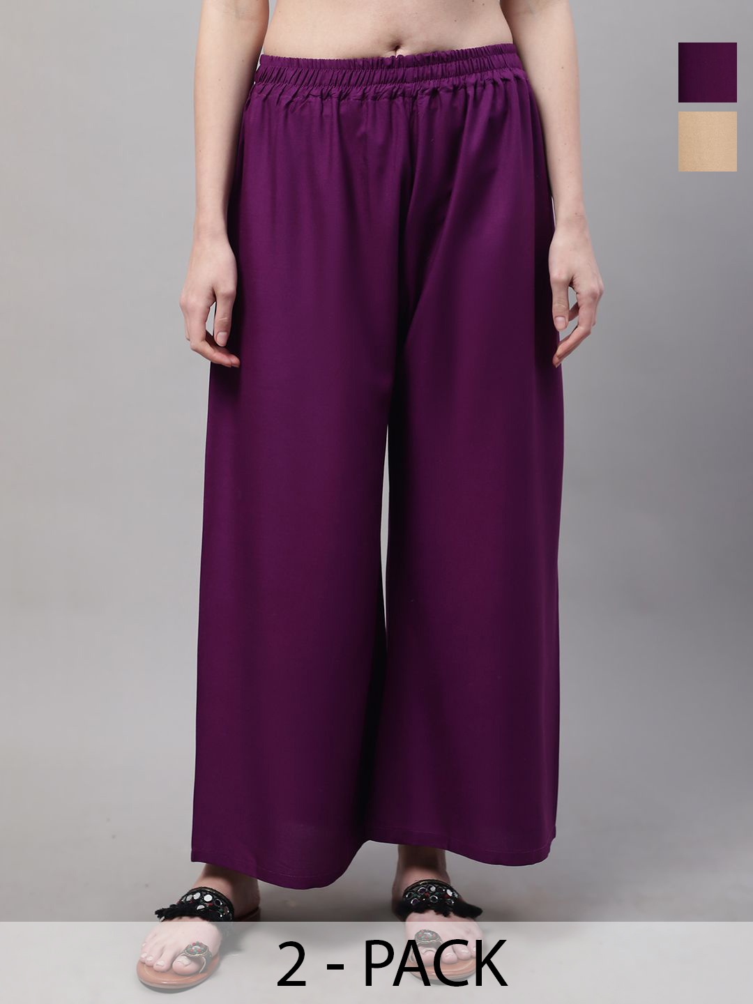 

Valles365 by S.C. Women 2 Flared Palazzos, Purple