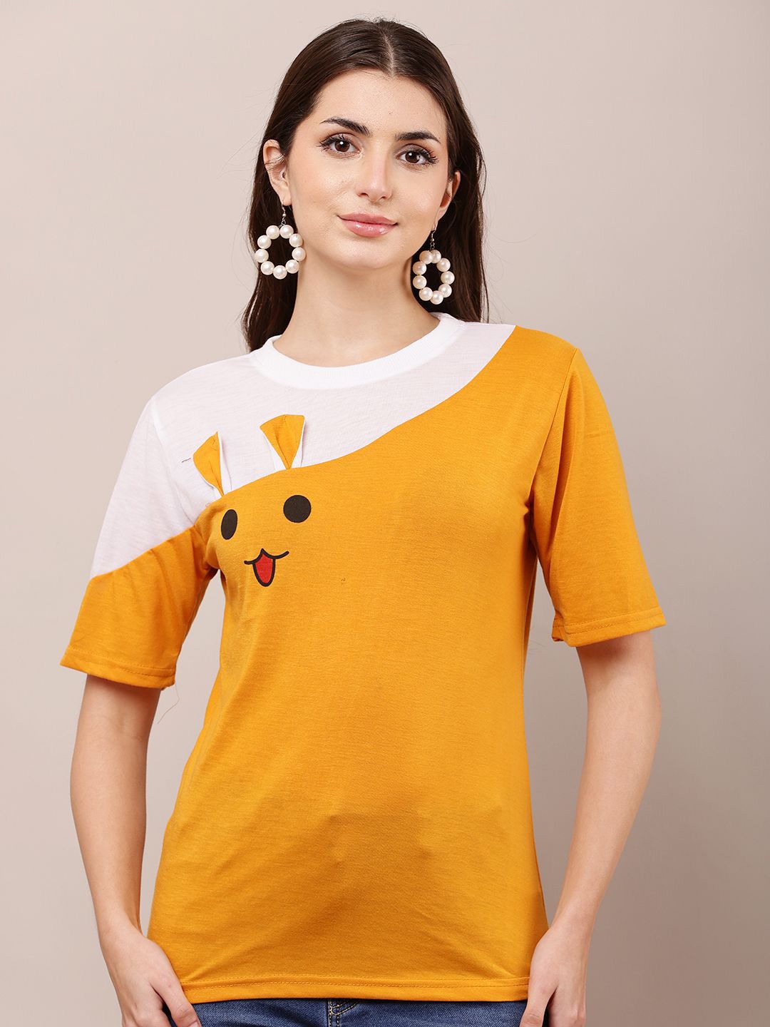 

Raabta Fashion Colourblock Round Neck Top, Yellow
