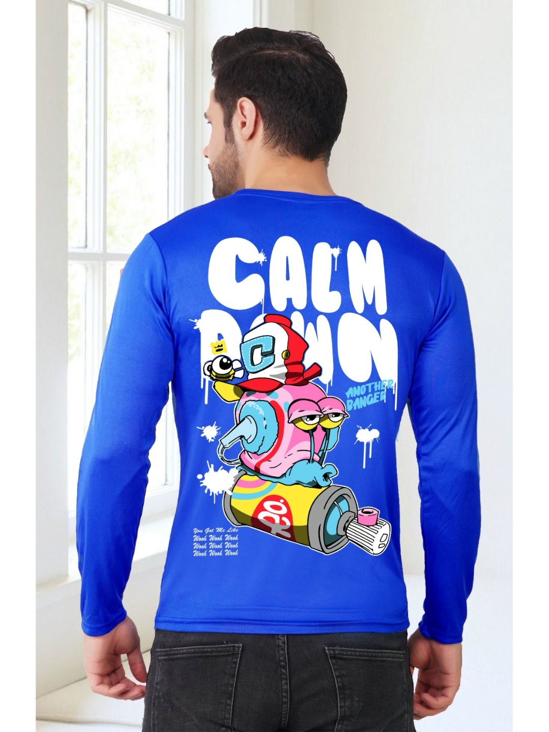 

ZEN1 FASHION Men Abzorb Graphic Printed Round Neck Cotton Oversized T-shirt, Blue