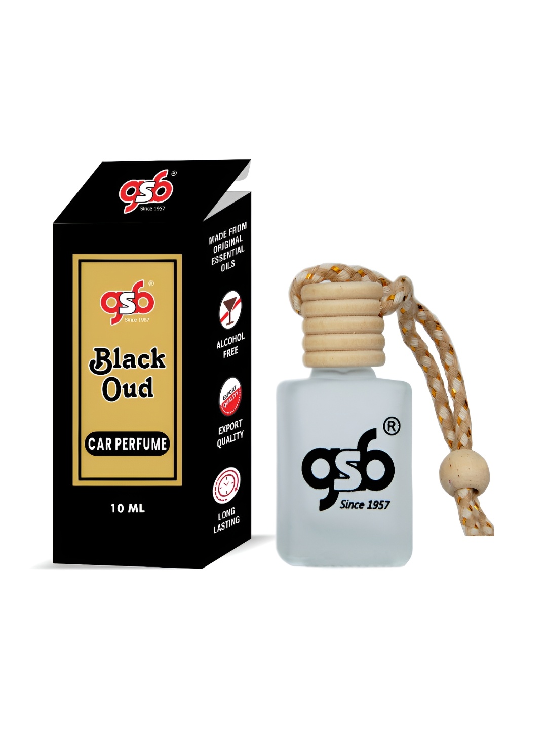 

GSB Transparent Black Oud Hanging Car Air Freshener - 10 ml