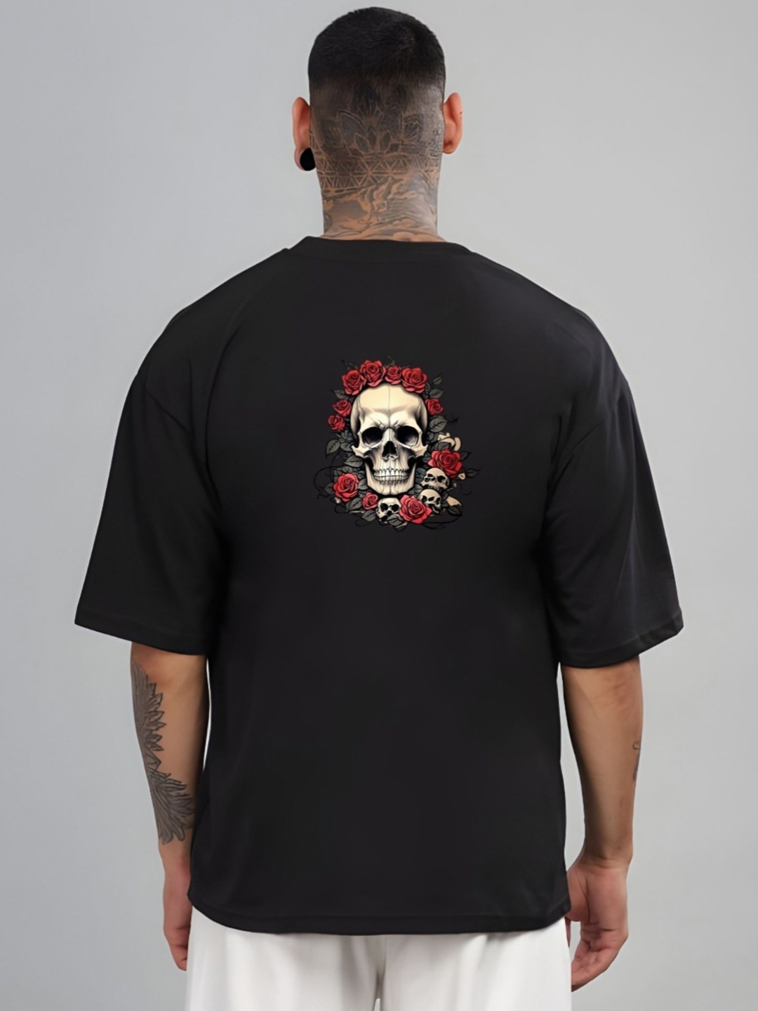 

SZN Men Graphic Printed Round Neck Cotton Oversized T-shirt, Black