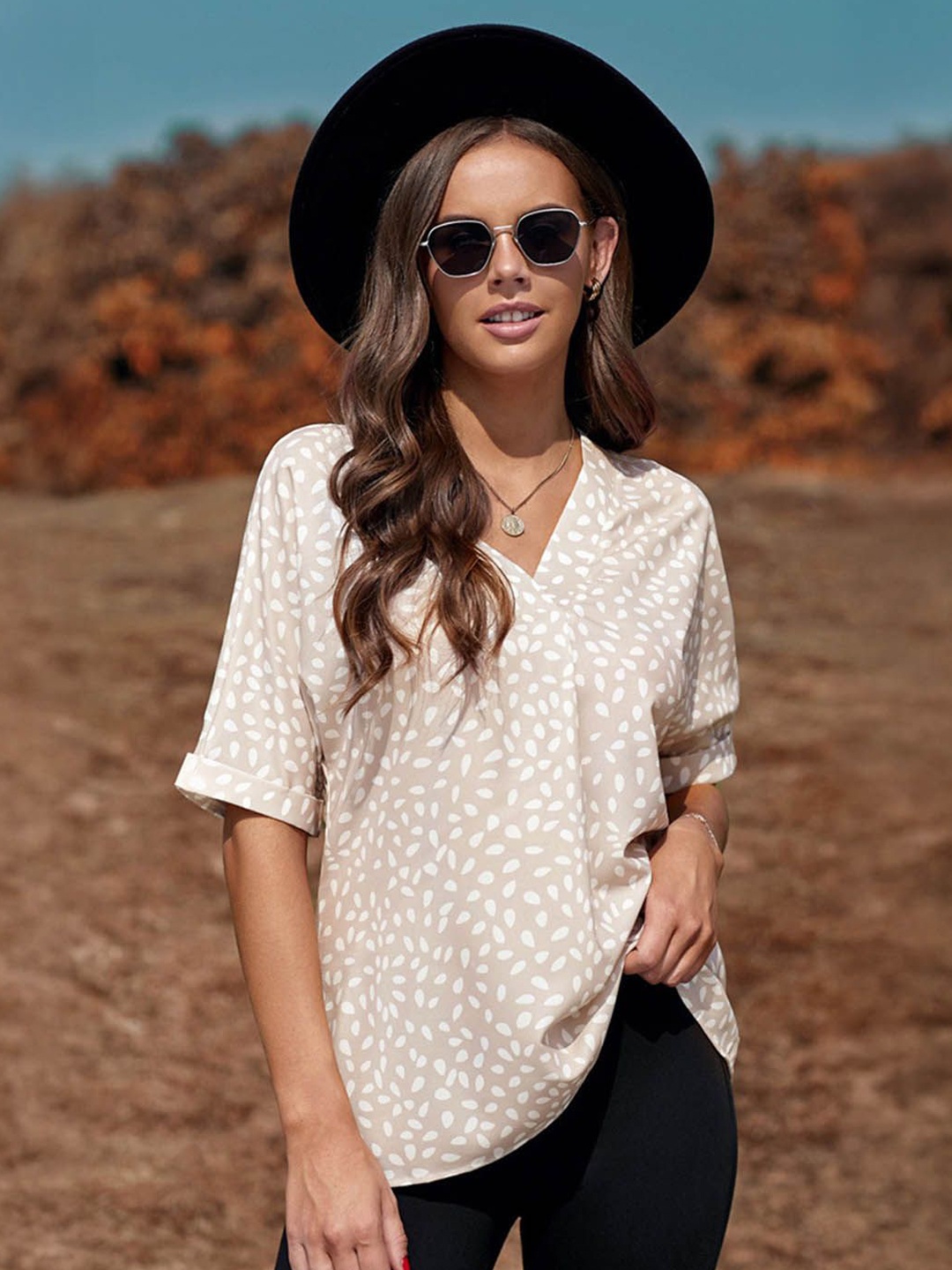 

StyleCast Animal Print Cotton Top, White