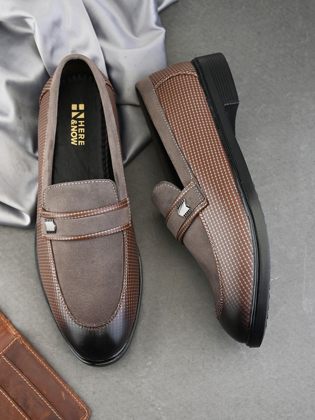 

HERE&NOW Men Formal Slip On Shoes, Tan
