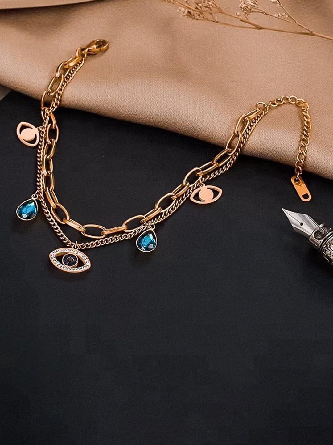

Zabby Allen Rose Gold-Plated Stainless Steel Bracelet With Charms, Copper