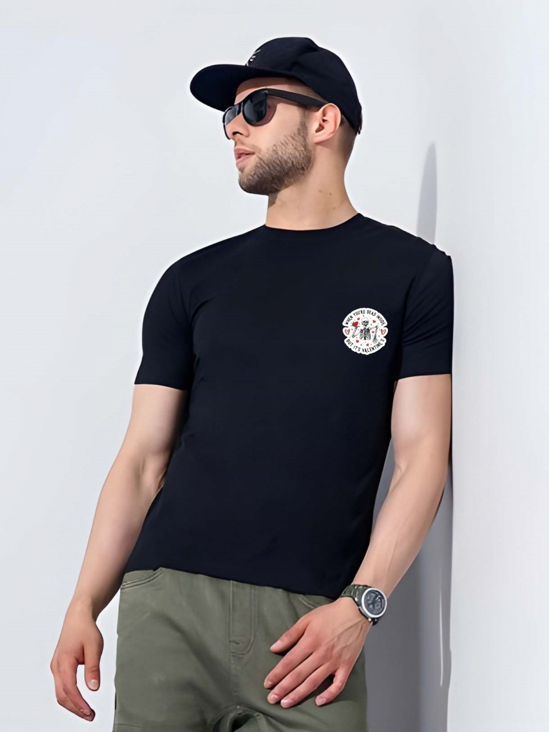 

SZN Men Drop-Shoulder Sleeves T-shirt, Black