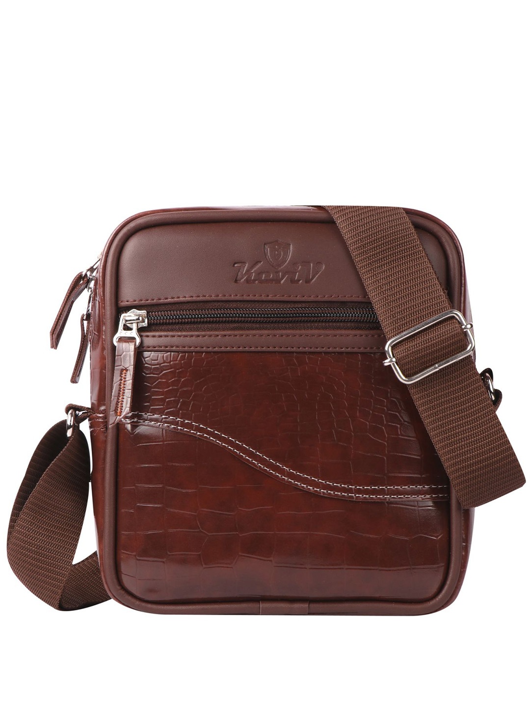 

Keviv Men Textured Messenger Bag, Brown
