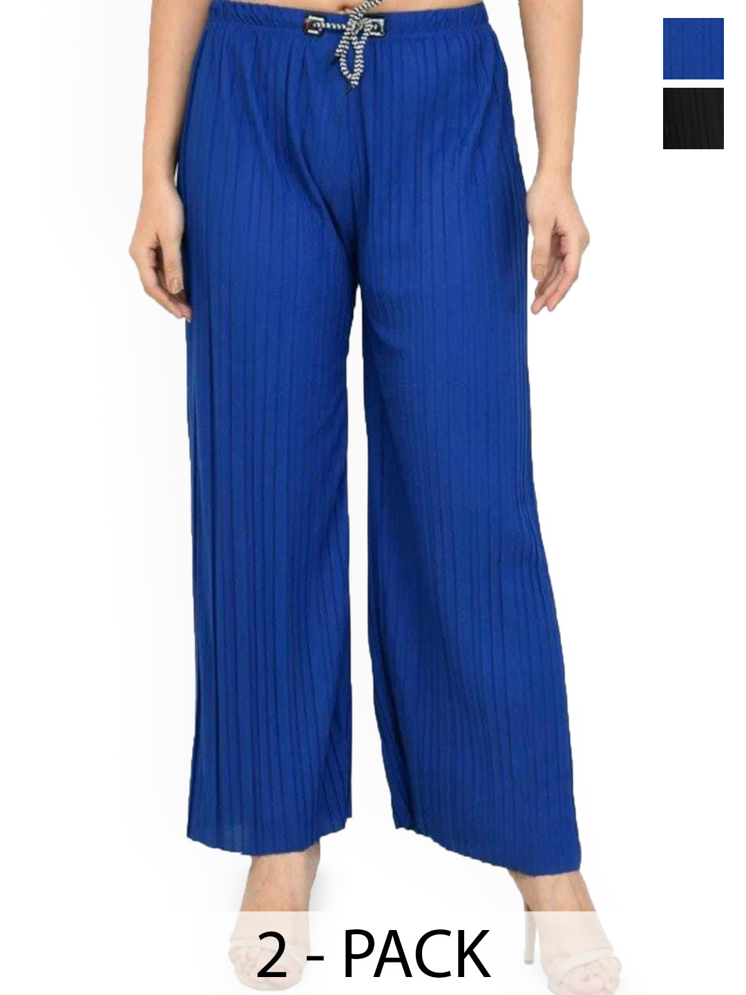 

Purser Pack Of 2 Women Original Mid-Rise Regular Trousers, Blue