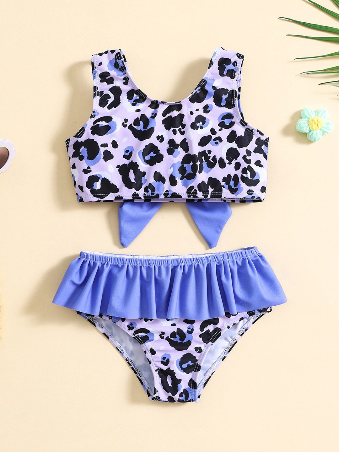 

YK Infant Girls Printed Top & Briefs Swim Set, Purple