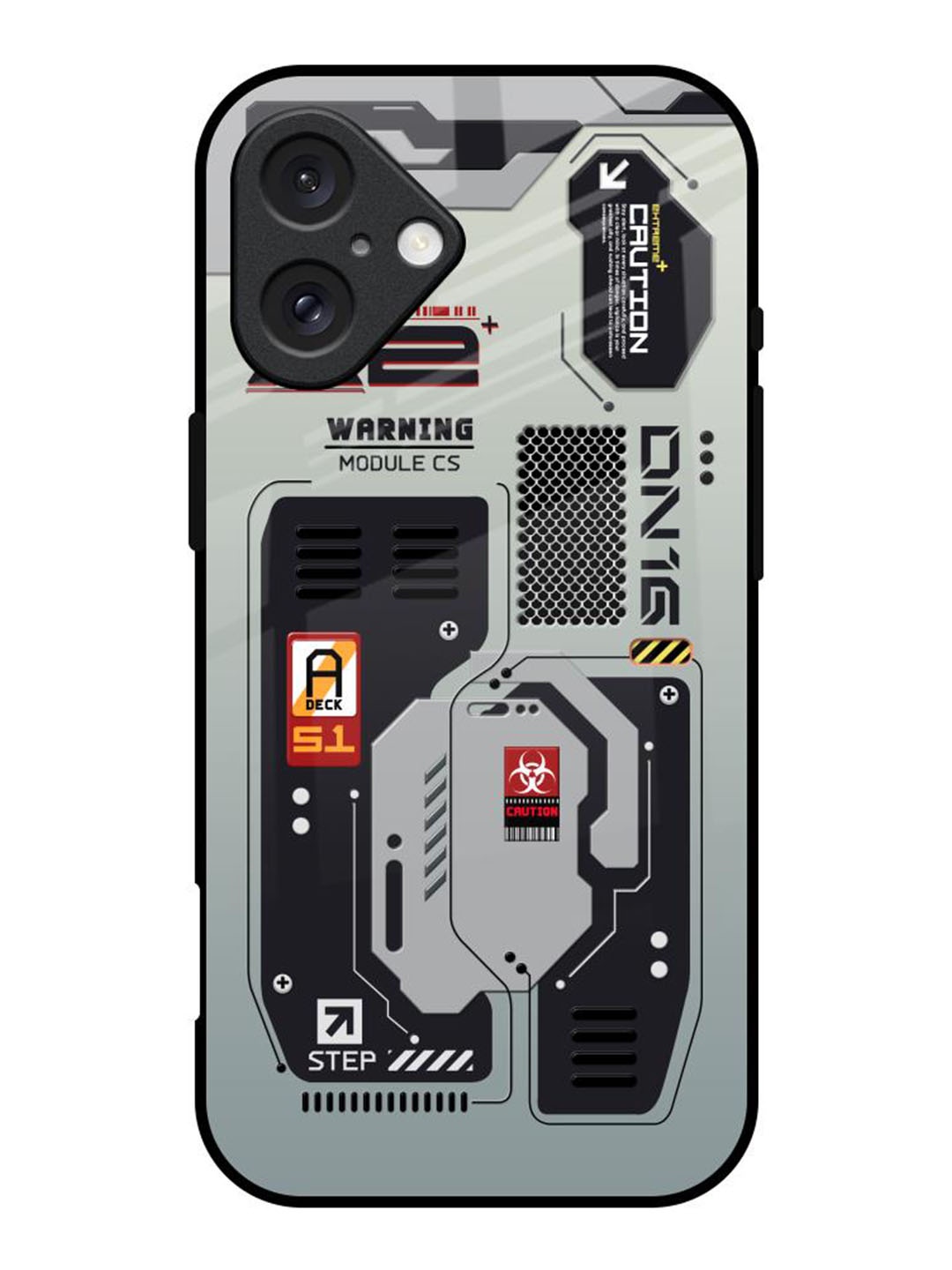 

QRIOH Techno Vibes Printed iPhone 16 Back Case, Grey