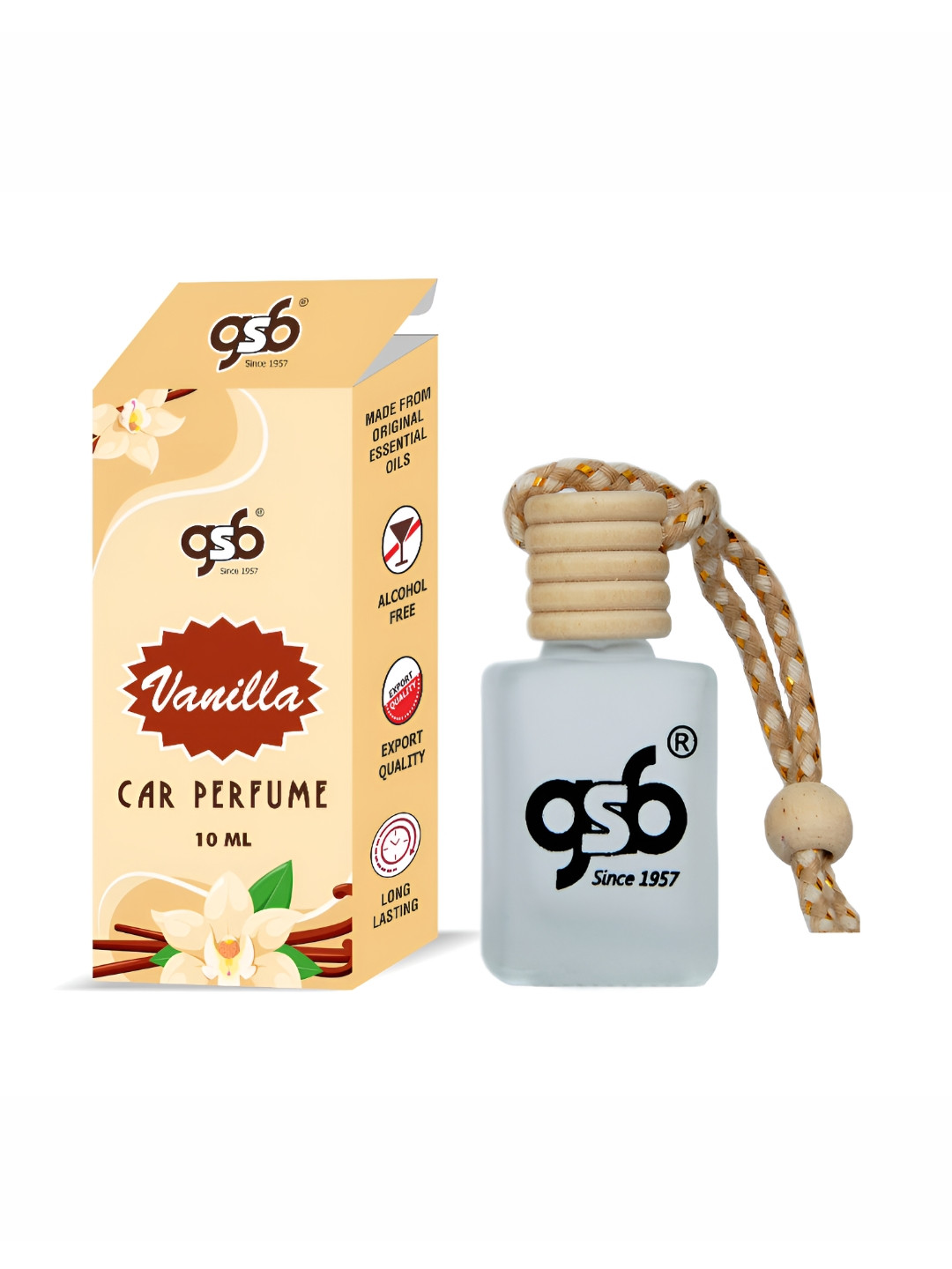 

GSB Transparent & Beige Vanilla Car Freshener - 10 ml
