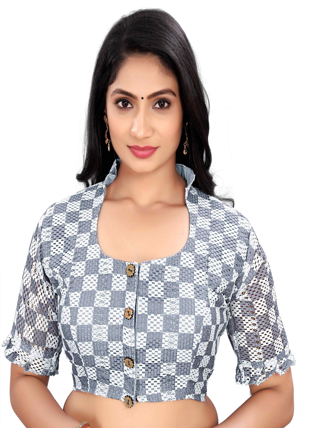 

HERE&NOW Cotton Saree Blouse, Grey