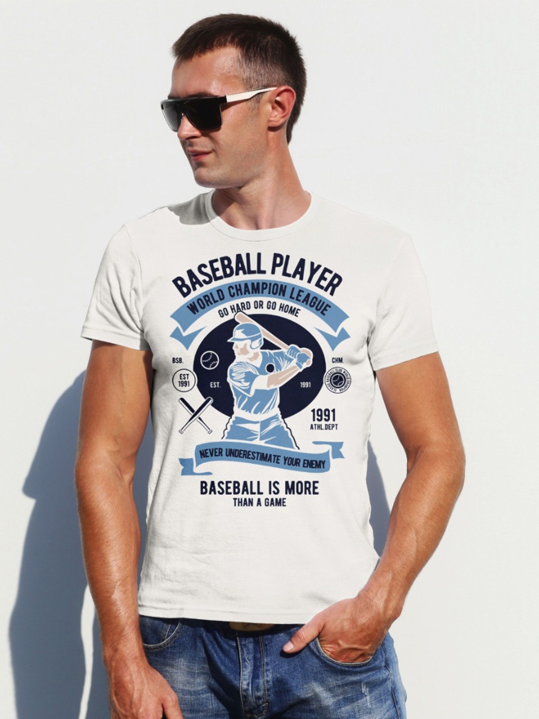 

Moda Rapido Men Graphic Printed Round Neck Cotton T-shirt, White