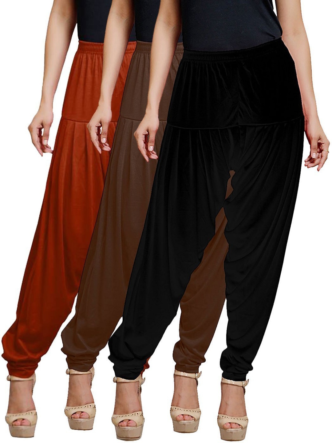 

AFRA GARMENTS Women Pack Of 3 Mid-Rise Patiala, Brown