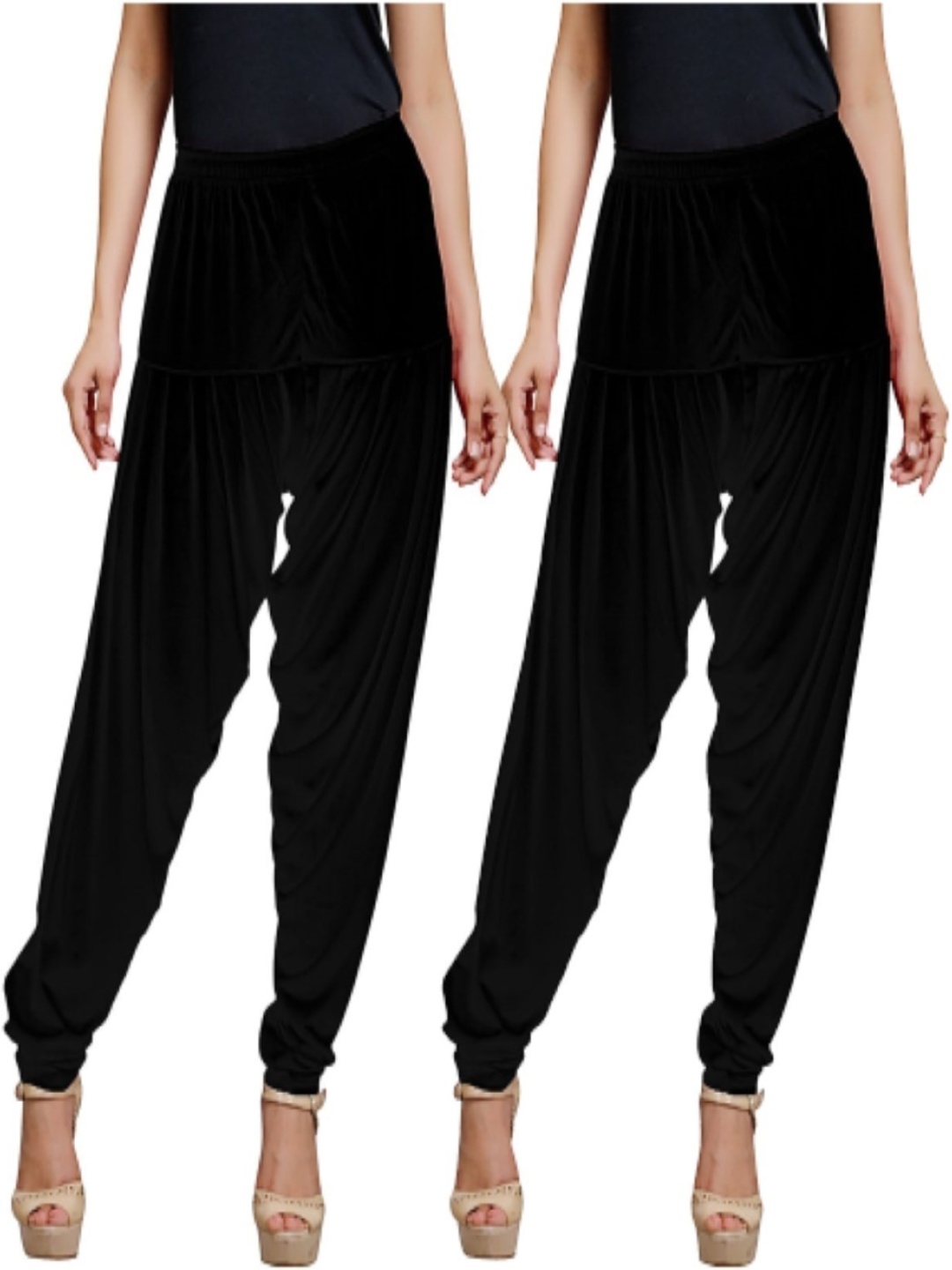 

AFRA GARMENTS Women Pack Of 2 Mid-Rise Loose-Fit Patiala, Black