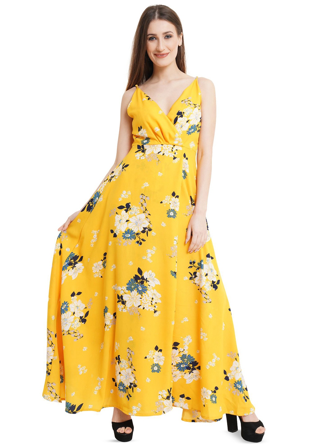 

MISS HAUTE Floral Print Crepe Maxi Dress, Yellow