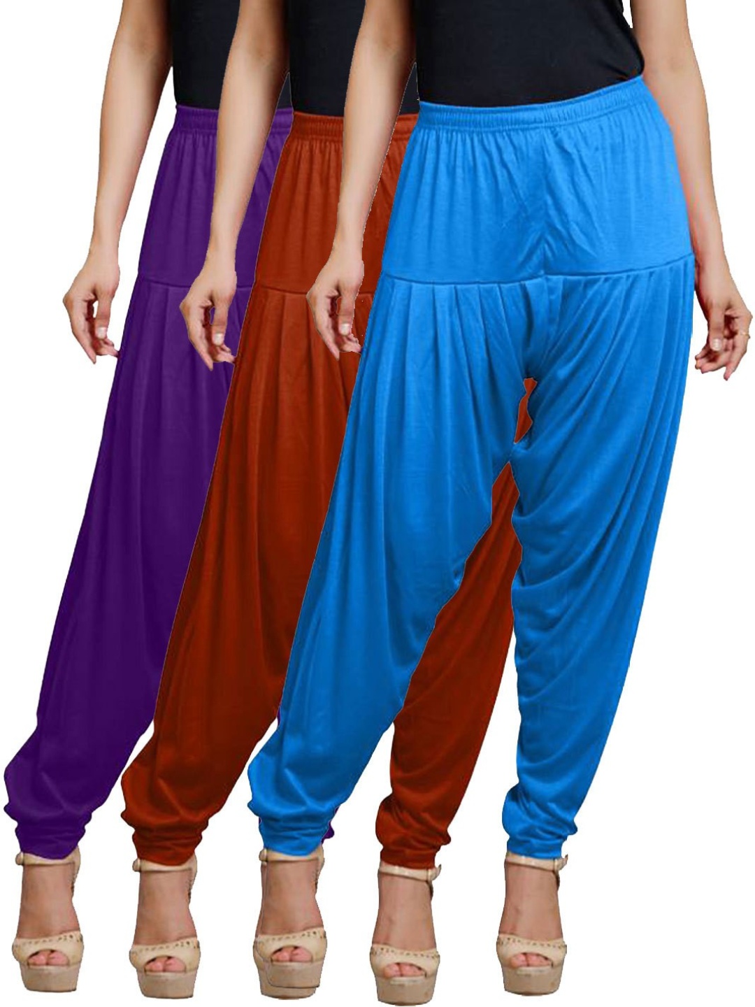 

AFRA GARMENTS Women Pack Of 3 Mid-Rise Loose-Fit Patiala, Blue