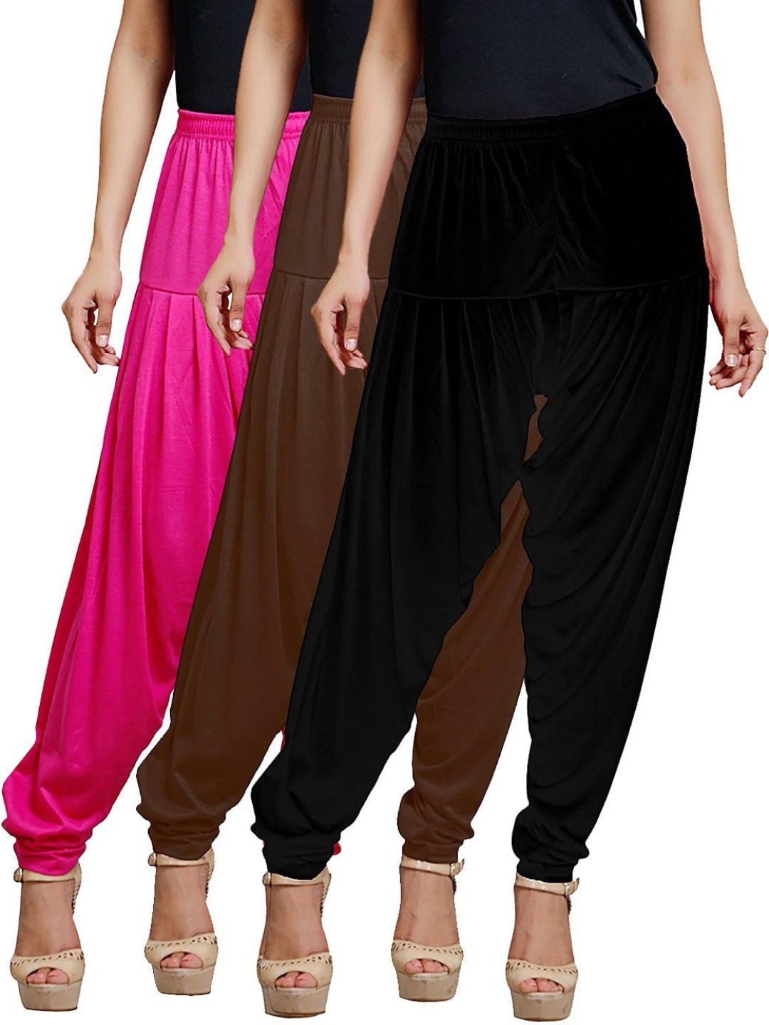 

AFRA GARMENTS Women Pack Of 3 Mid-Rise Patiala, Pink