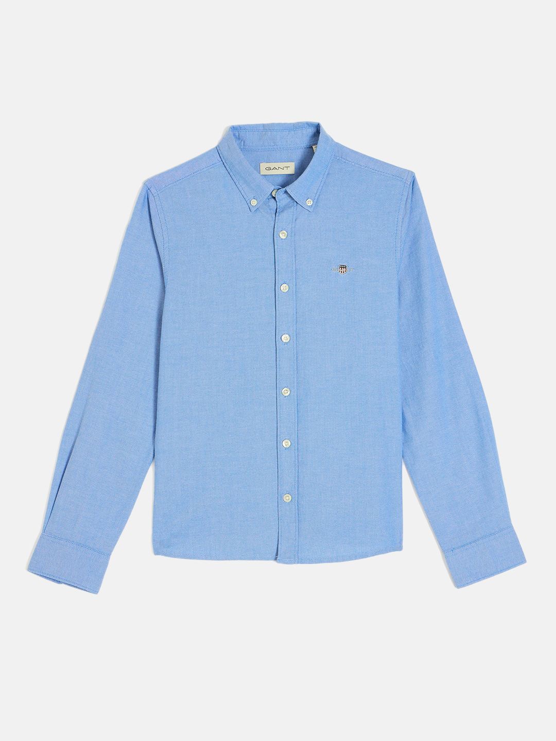 

GANT Boys Button-Down Collar Solid Cotton Casual Shirt, Blue