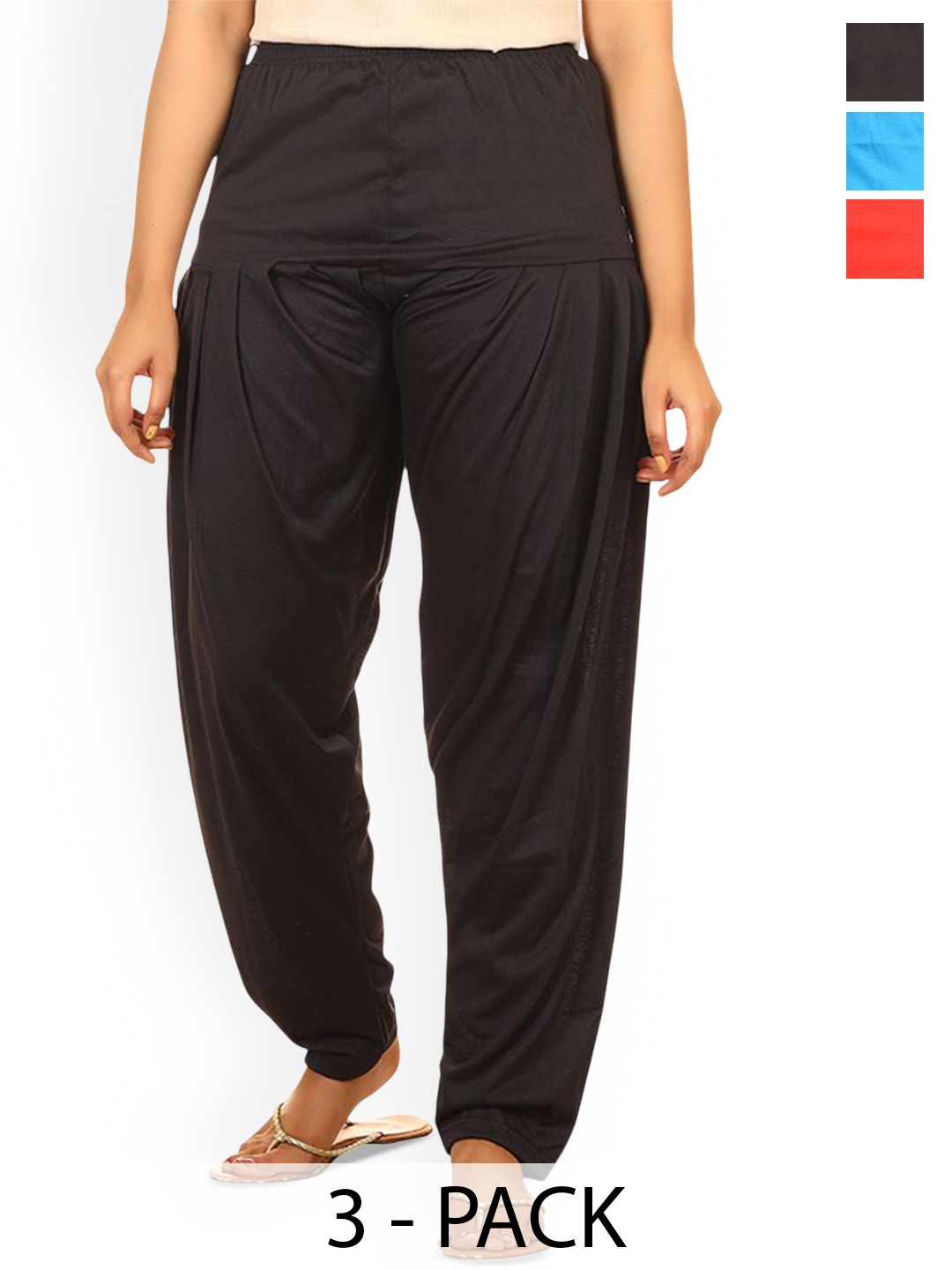 

AFRA GARMENTS Women Pack Of 3 Loose-Fit Patiala, Black