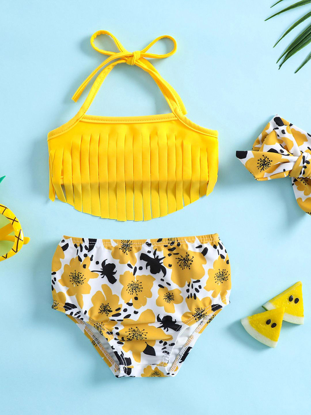 

YK Infant Girls Printed Top & Briefs Swim Set, Yellow