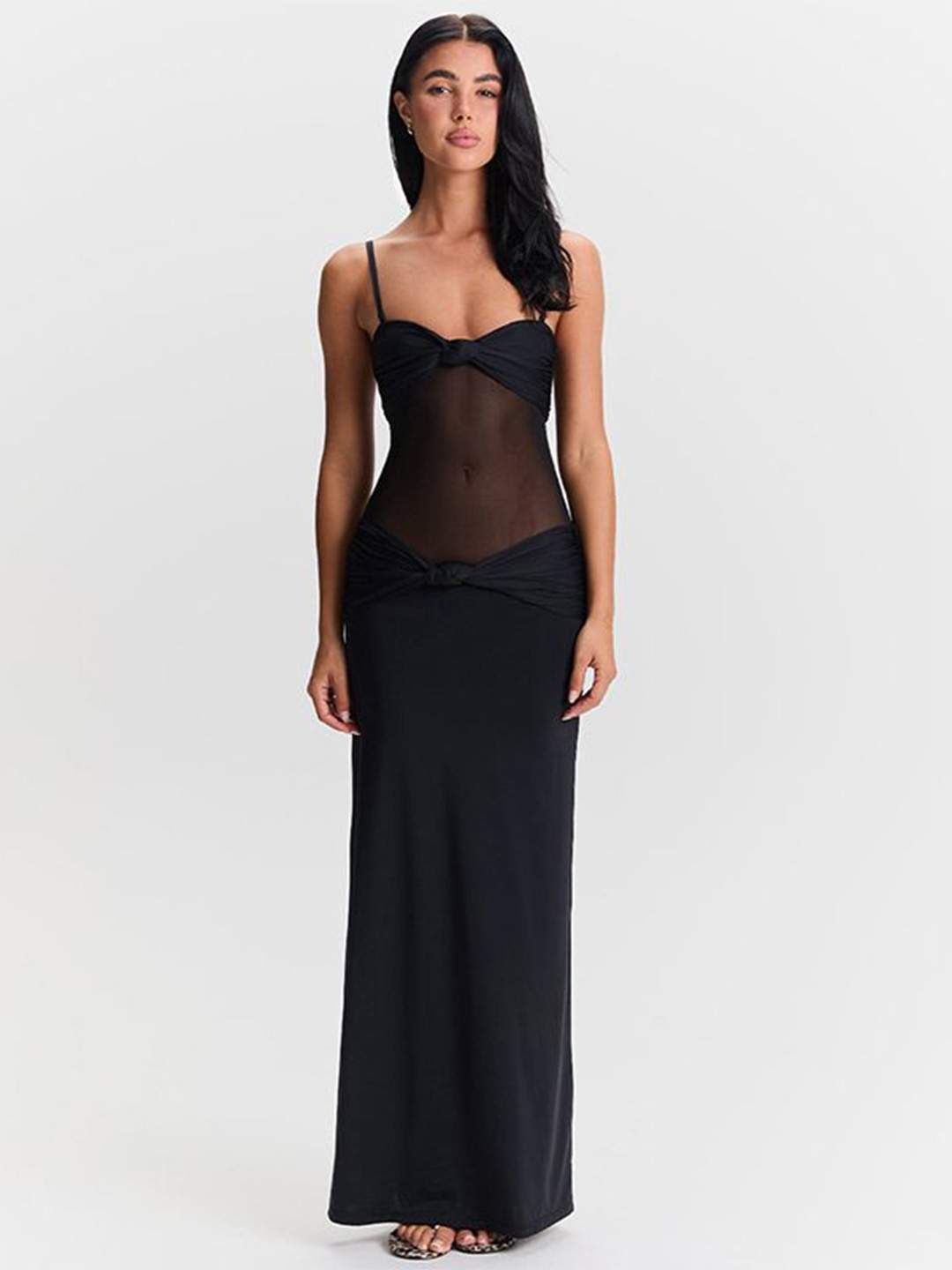 

MIAKEE Flawless Shoulder Straps Maxi Dress, Black