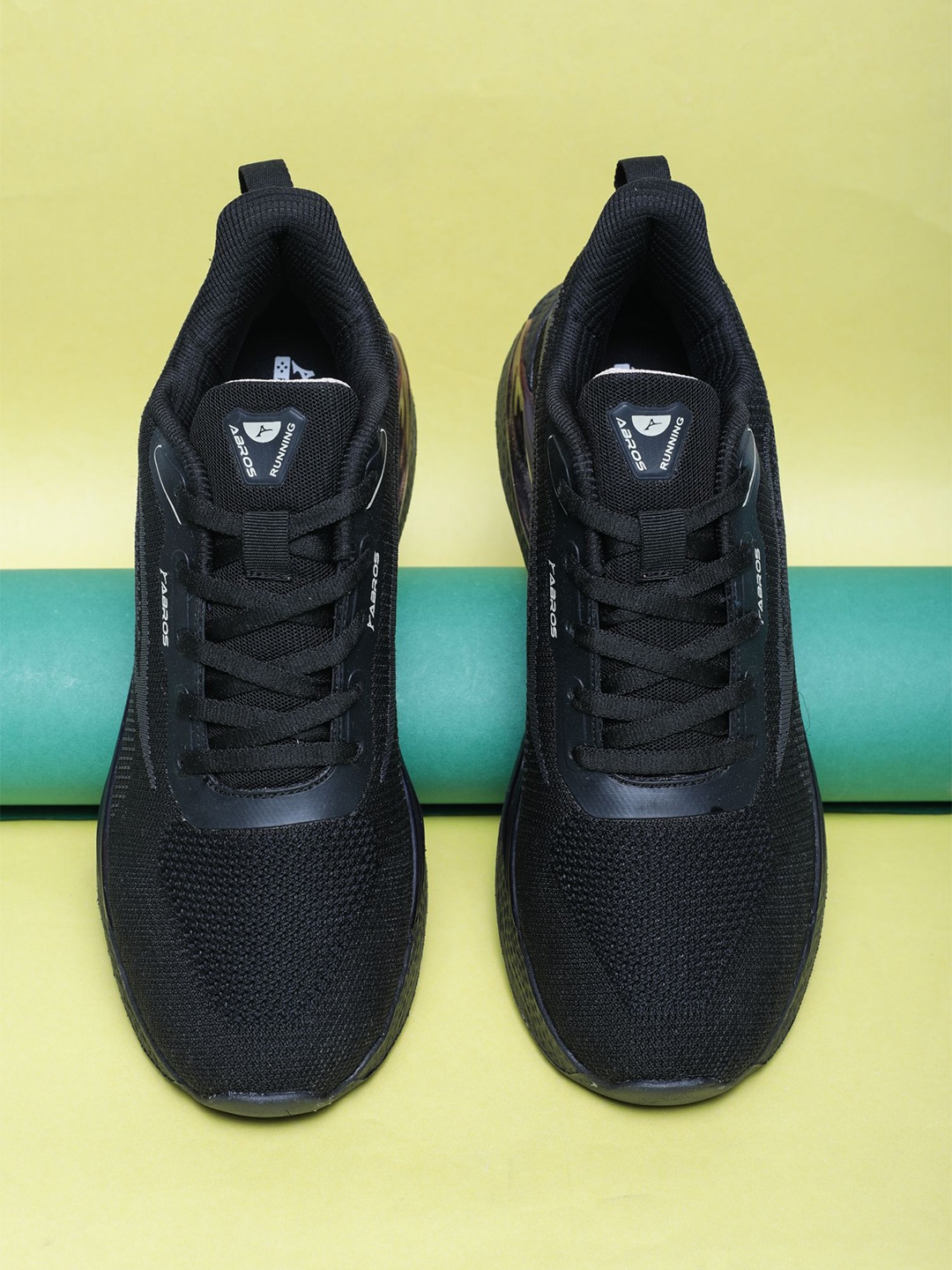 

ABROS Men Mesh Slip-On Running Shoes, Black
