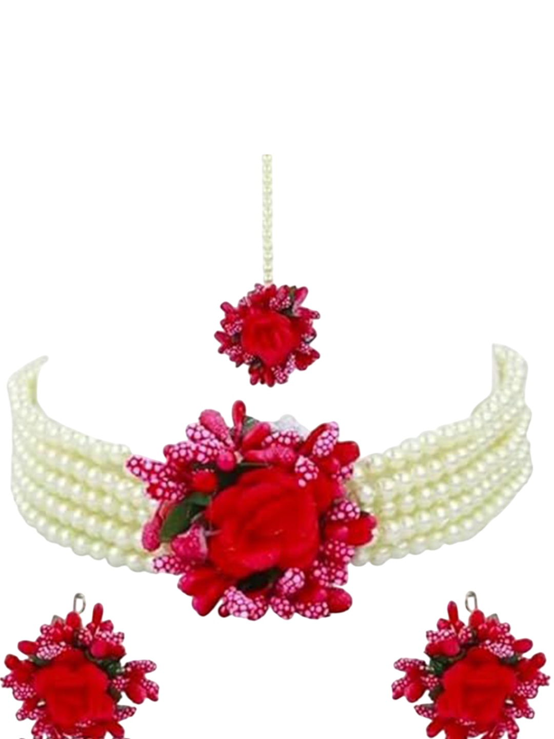 

Vrindavanstore.in Flower Artificial Beads Beaded Jewellery Set, Gold