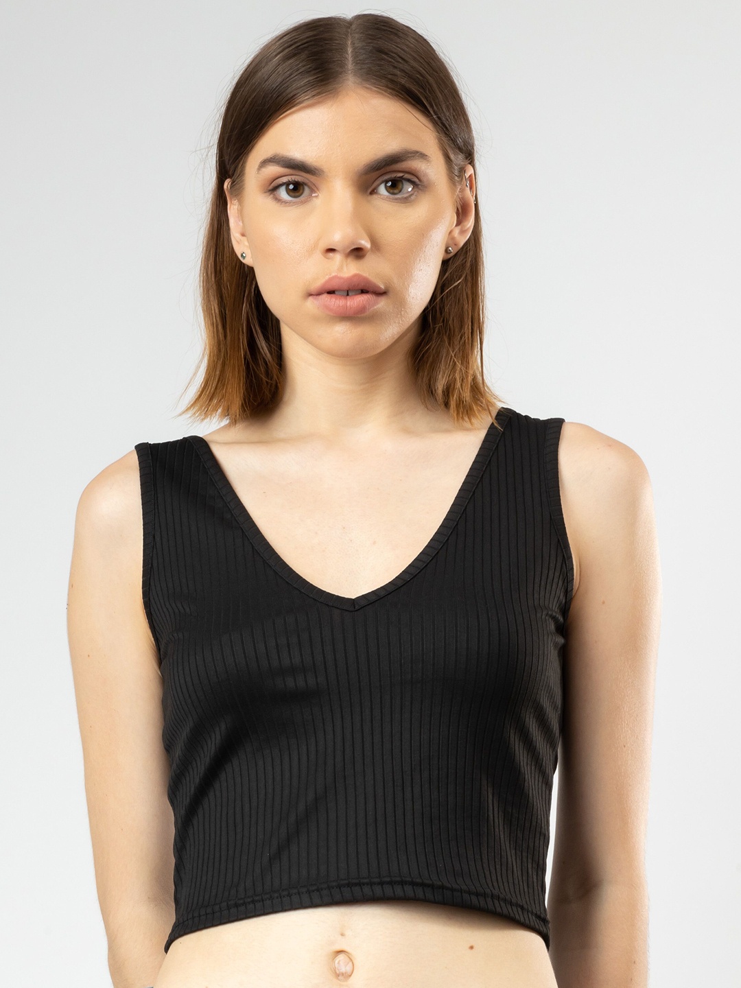 

PYR8 Striped Tank Crop Top, Black