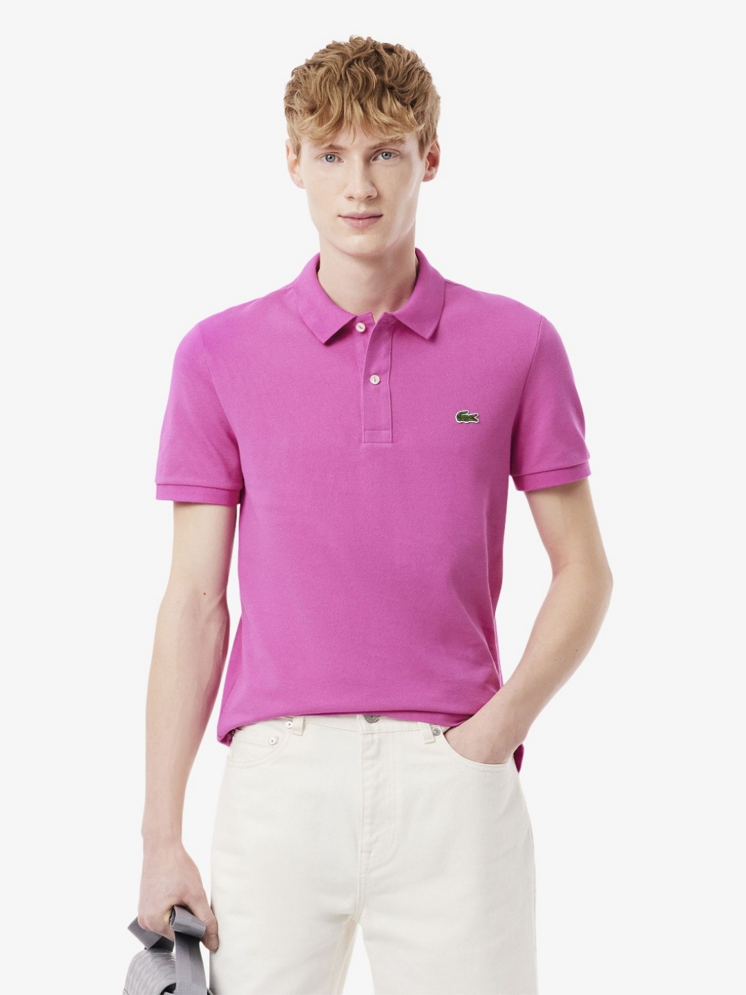 

Lacoste Men Solid Polo Collar Cotton Slim Fit T-shirt, Pink